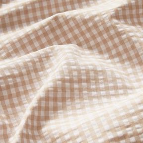 Seersucker kleines Karo, beige &ndash; anemone/weiss, 