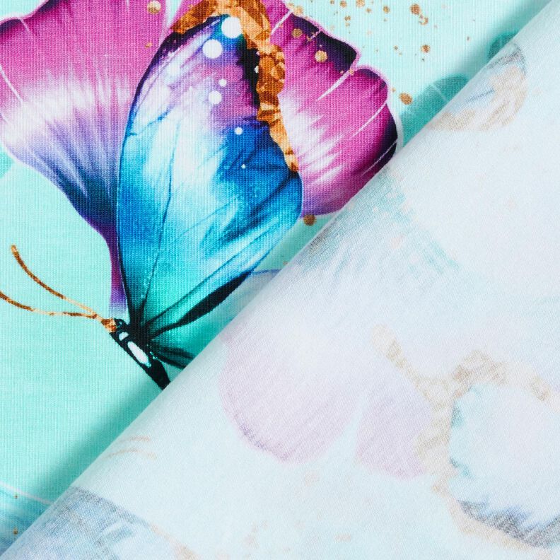 Baumwolljersey Ginkgo Butterflies | Glitzerpüppi – eisblau, image number 4