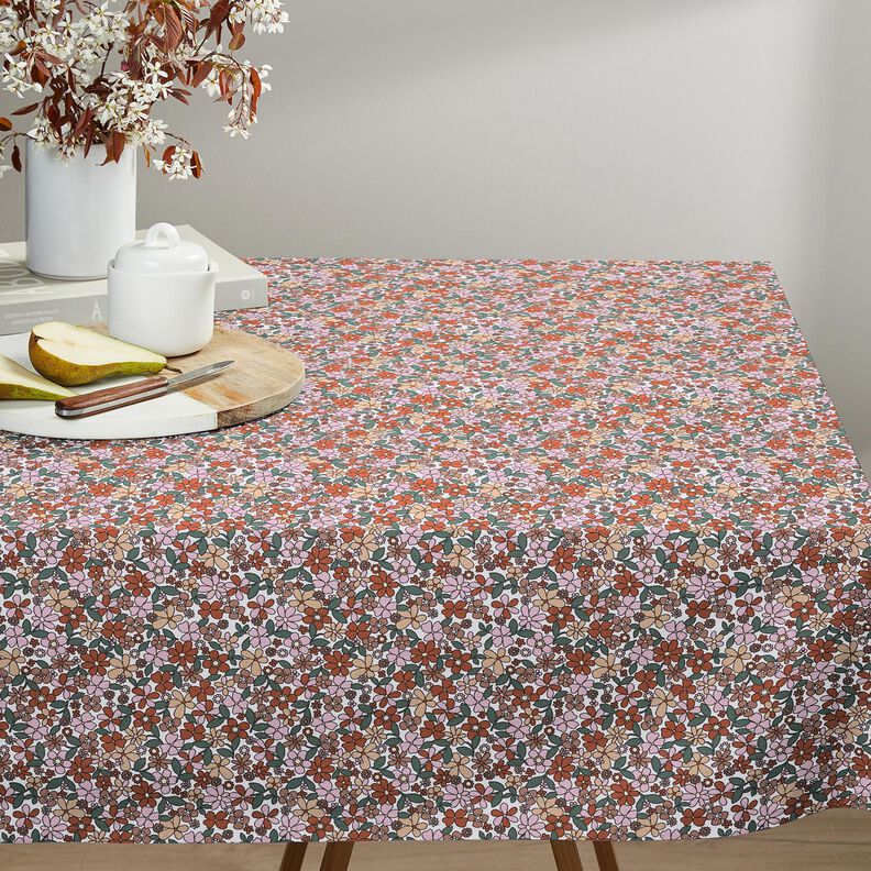 Baumwollstoff Cretonne kleine Retroblumen – weiss/rosa,  image number 7
