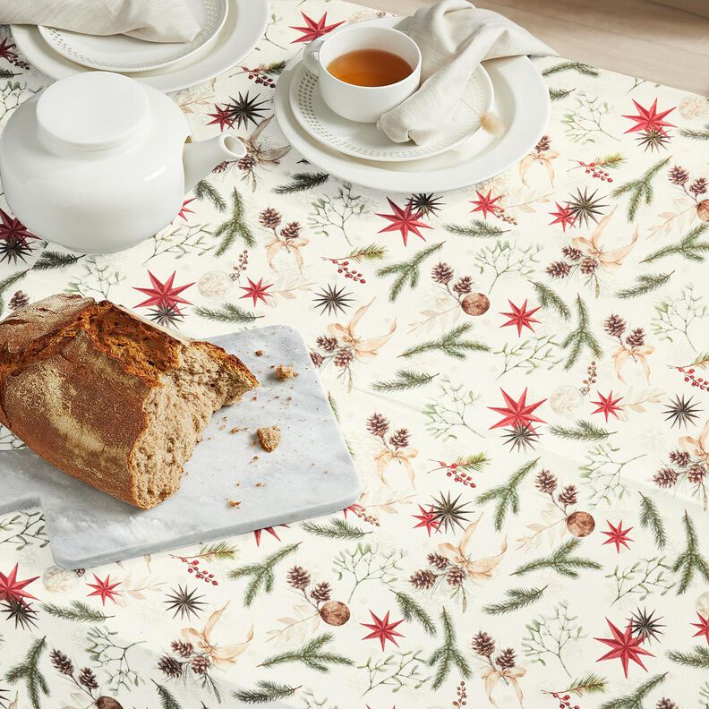 Dekostoff Jacquard Lurex Tannenzweige – natur/gold, image number 8