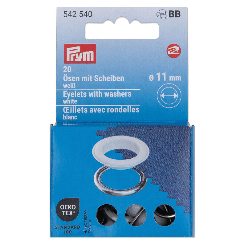Ösen mit Scheiben [20 Stück | Ø 11 mm] | Prym – weiss/silber metallic,  image number 1