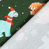 French Terry Sommersweat Baby Dinosaurier in Weihnachtsstimmung | Glitzerpüppi – dunkelgrün/chili,  thumbnail number 4