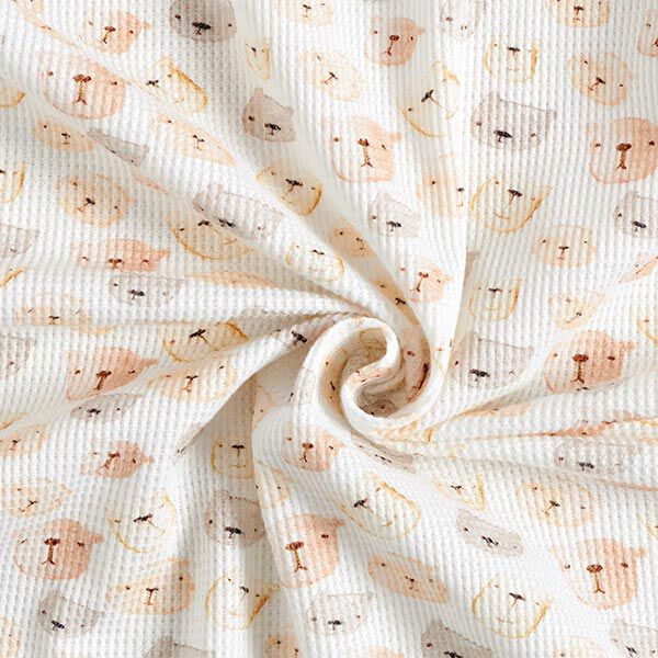 Waffeljersey Bärchen Digitaldruck – weiss | Reststück 50cm