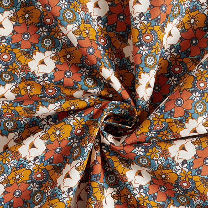 Baumwollstoff Cretonne Retro Blumen – karamell,  image number 3