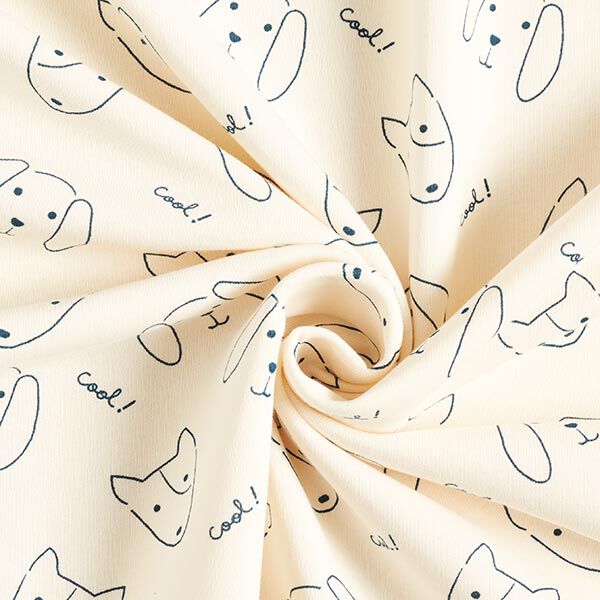 Sweatshirt angeraut Hunde-Gesichter – wollweiss/nachtblau | Reststück 100cm
