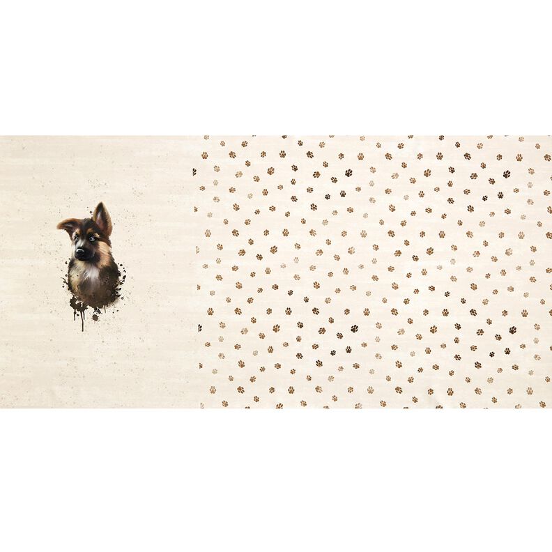 French Terry Sommersweat Schäferhund Panel | Glitzerpüppi – hellbeige,  image number 5