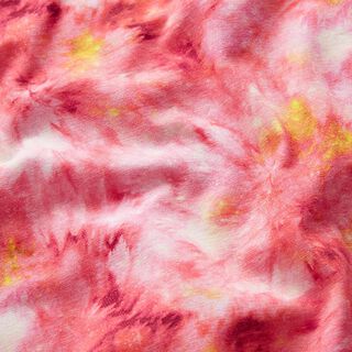GOTS Baumwolljersey Neon Batikwolken Digitaldruck – kirschrot/gelb, 