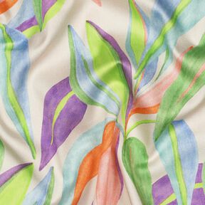 Baumwollsatin Blätter Digitaldruck | Poppy Fabrics – creme/hellgrün, 