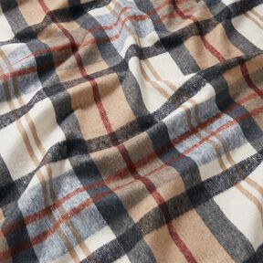 Mantelstoff angeraut Schottenkaro – hellblau/beige, 