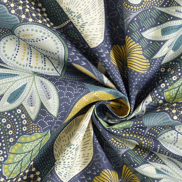 Baumwollstoff Cretonne Blätter – navy, image number 3