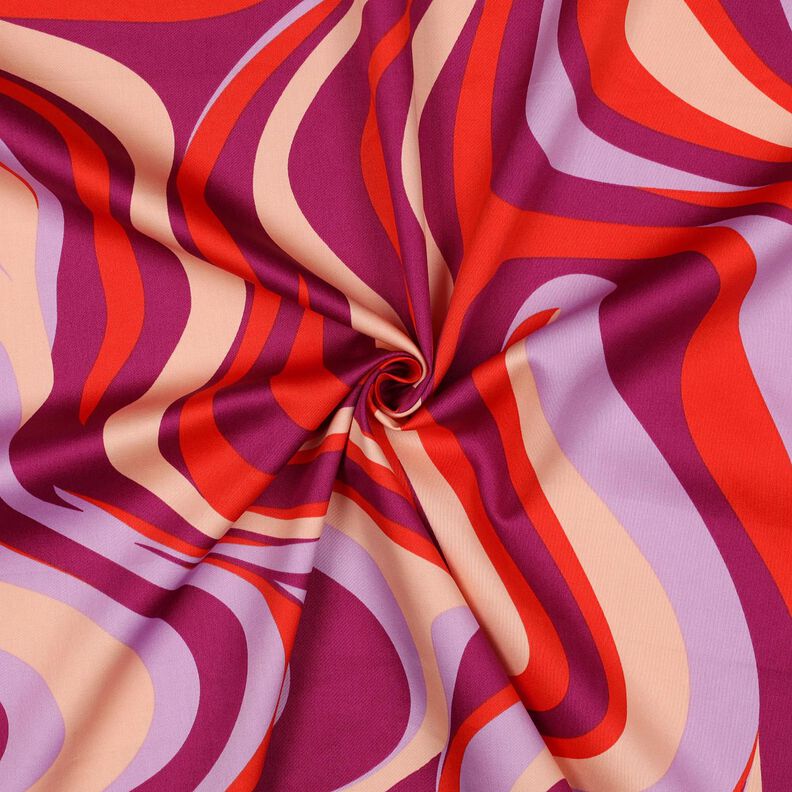 Baumwollsatin Retro-Wellen | Poppy Fabrics – purpur/orange,  image number 3