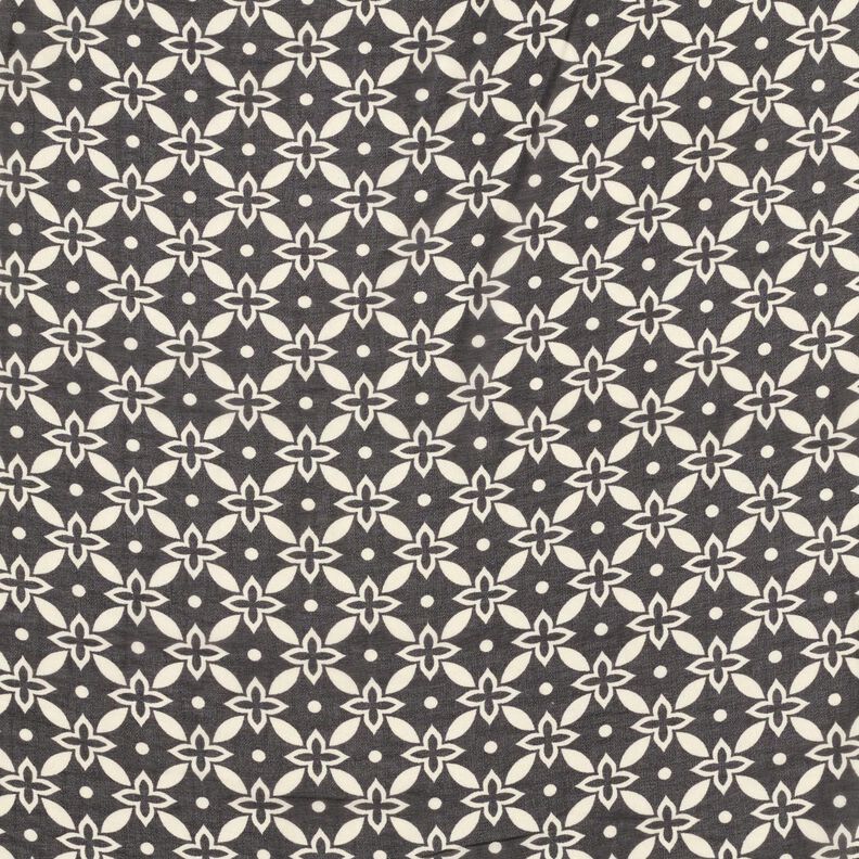 Chiffon Blumenornamente – schwarz/weiss,  image number 1