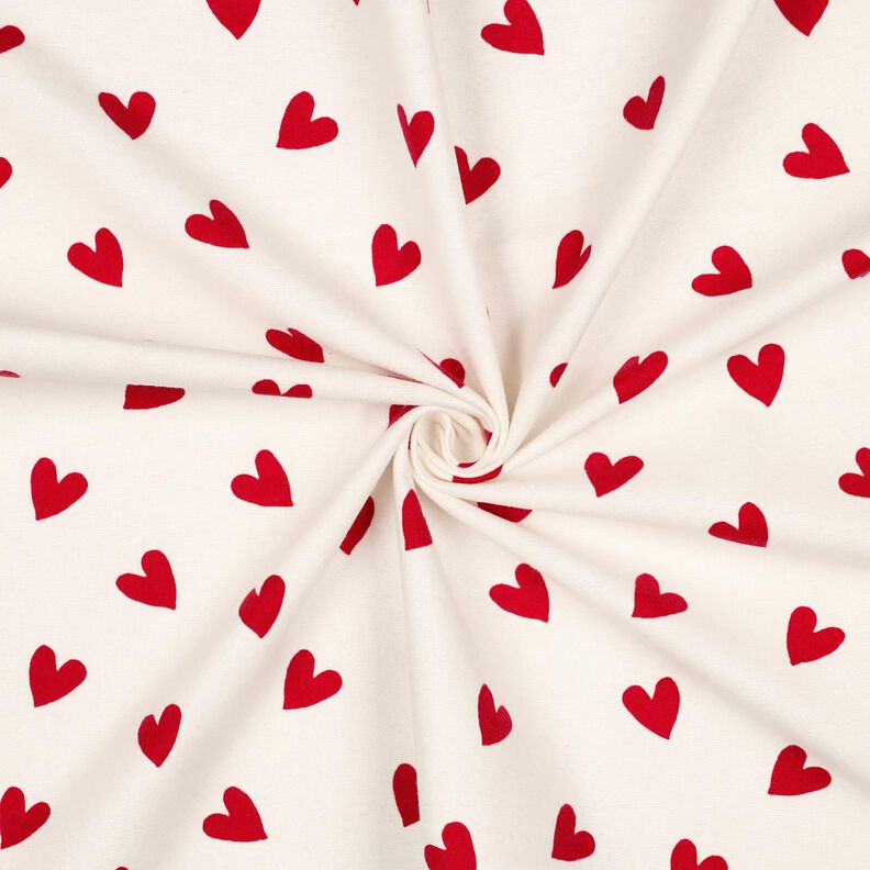 Baumwollflanell Herzen | Poppy Fabrics – elfenbein/karminrot, image number 3