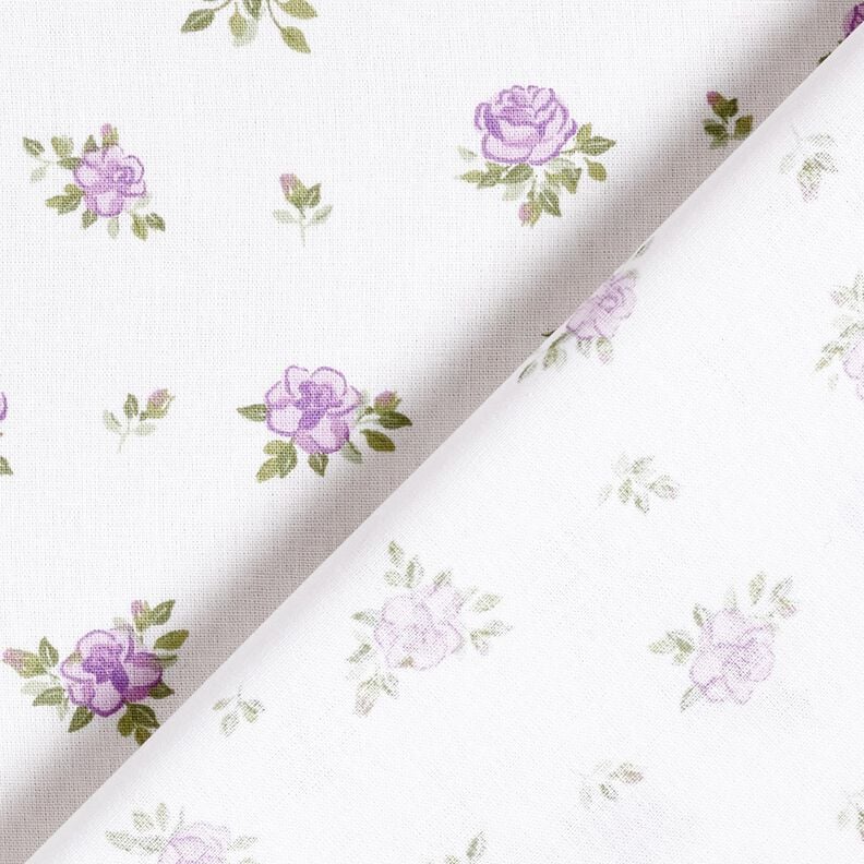 Baumwollpopeline zarte Rosen – lavendel/weiss, image number 4