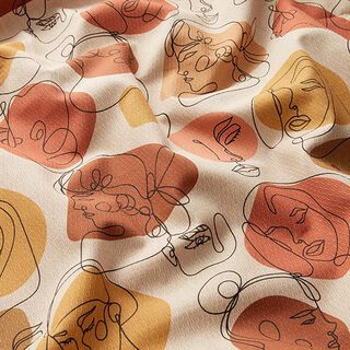 Dekostoff Jacquard Retro Formen recycelt – dunkelaltrosa/natur, 