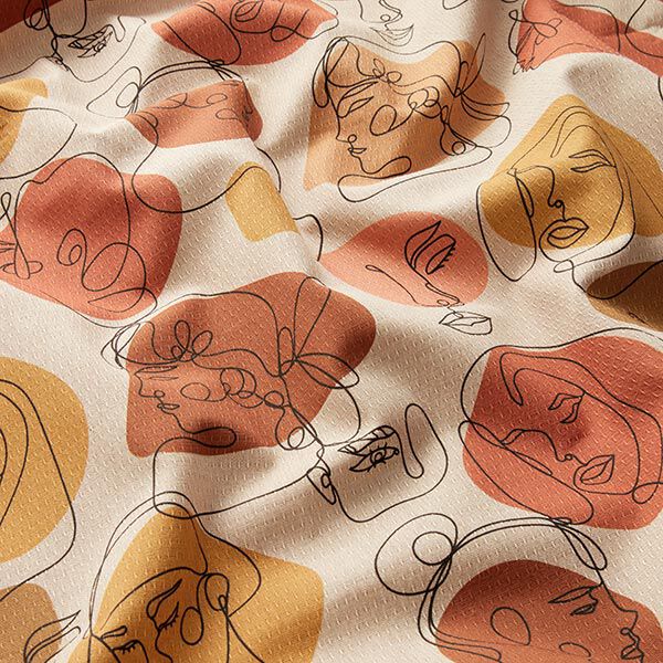 Dekostoff Jacquard Retro Formen recycelt – dunkelaltrosa/natur, image number 2