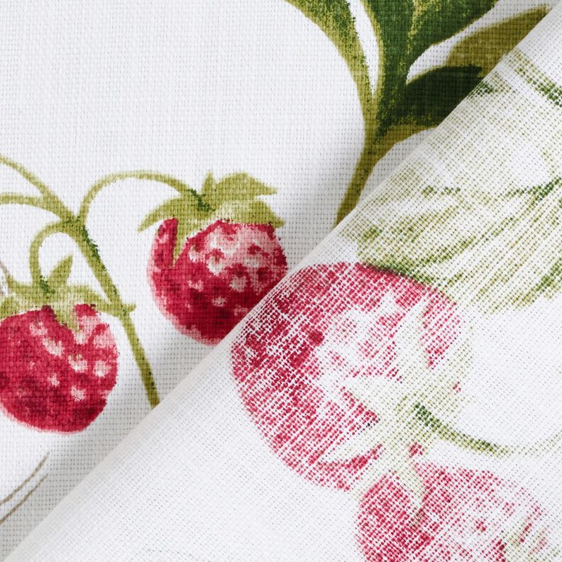 Dekostoff Panama Erdbeeren – weiss/karminrot,  image number 4