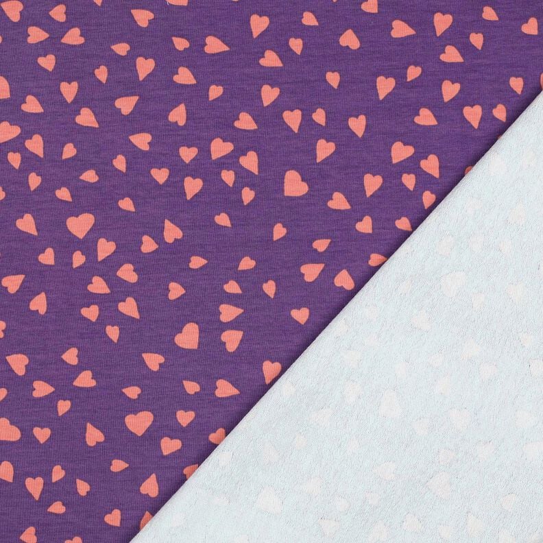 Sommersweat Herzen | Poppy Fabrics – lila/altrosa, image number 3