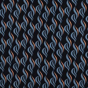Viskose-Stretch abstrakte Wellen – schwarzblau/helljeansblau, 
