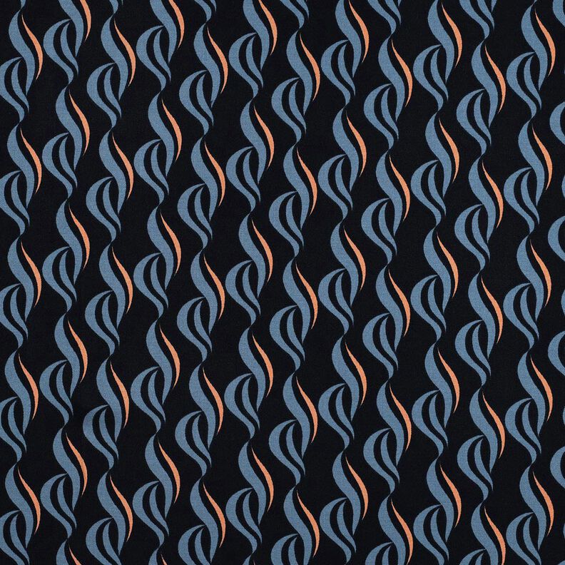 Viskose-Stretch abstrakte Wellen – schwarzblau/helljeansblau,  image number 1