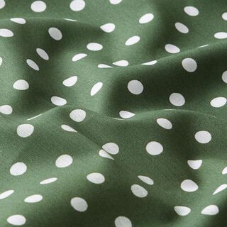 Baumwollpopeline große Punkte – dunkelgrün/weiss, 