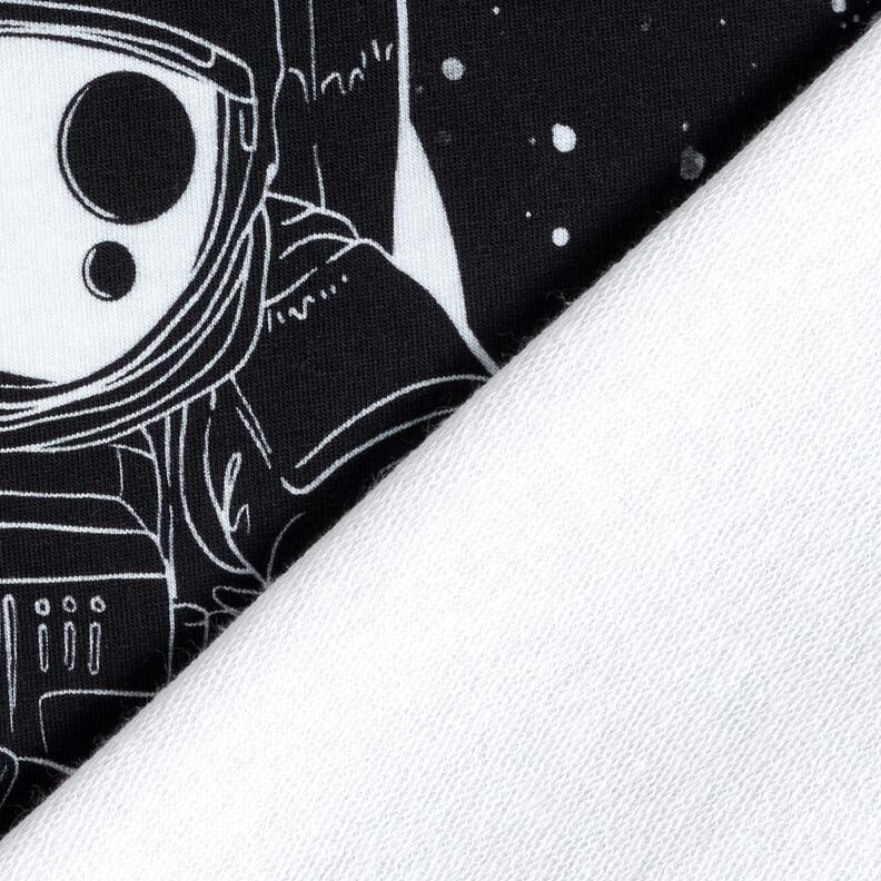 French Terry Panel Spaceman | Glitzerpüppi – schwarz/weiss,  image number 4