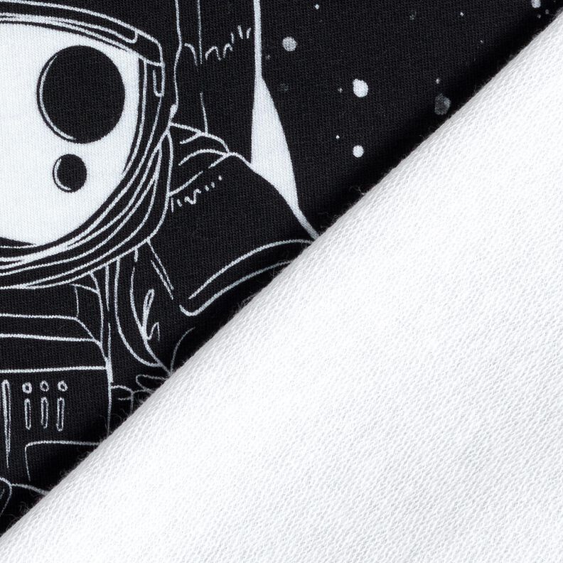 French Terry Panel Spaceman | Glitzerpüppi – schwarz/weiss, image number 4