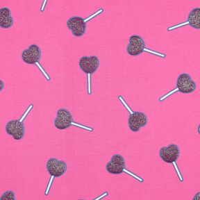 Baumwolljersey Glitzer-Herzen-Lollies | Poppy Fabrics – pink, 