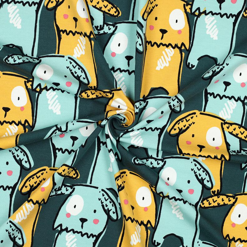 Baumwolljersey Schlappohr Hunde | Poppy Fabrics – dunkelgrün, image number 3