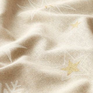 Dekostoff Halbpanama schimmernde Sterne – gold/weiss, 