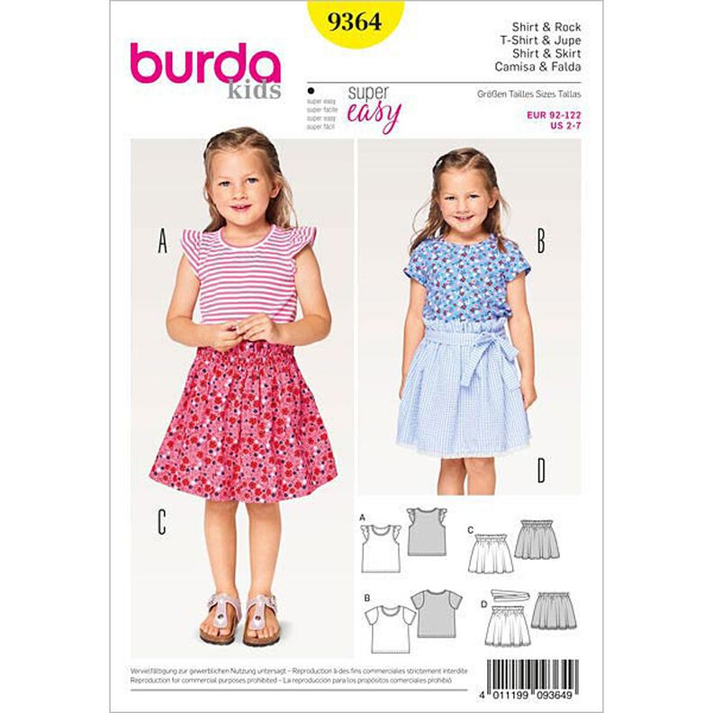 Kindershirt / Rock | Burda 9364 | 92-122,  image number 1