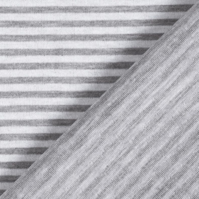 Doubleface Jersey Streifen Uni – weiss/grau,  image number 5
