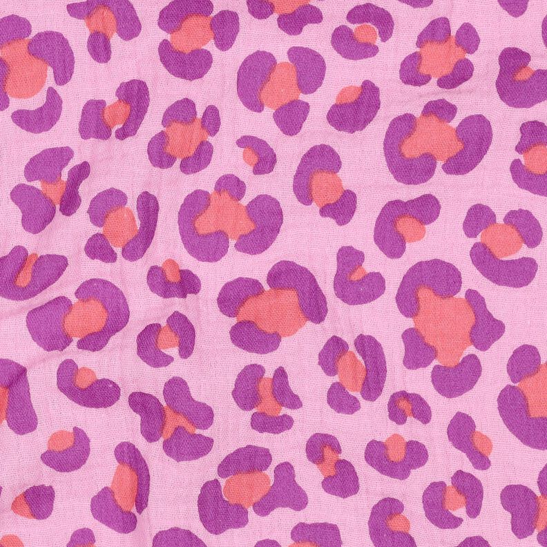 Musselin/ Doppel-Krinkel Gewebe bunter Leo Print | Poppy Fabrics – pastellviolett/rotlila, image number 2