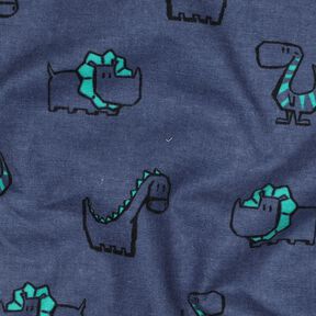 Baumwollflanell freche Dinos | Poppy Fabrics – jeansblau/smaragdgrün, 