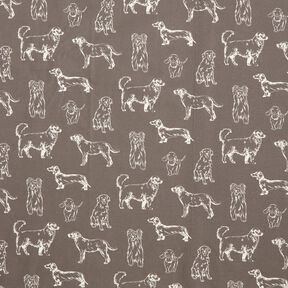 Dekostoff Canvas Hunde – dunkelgrau/creme, 
