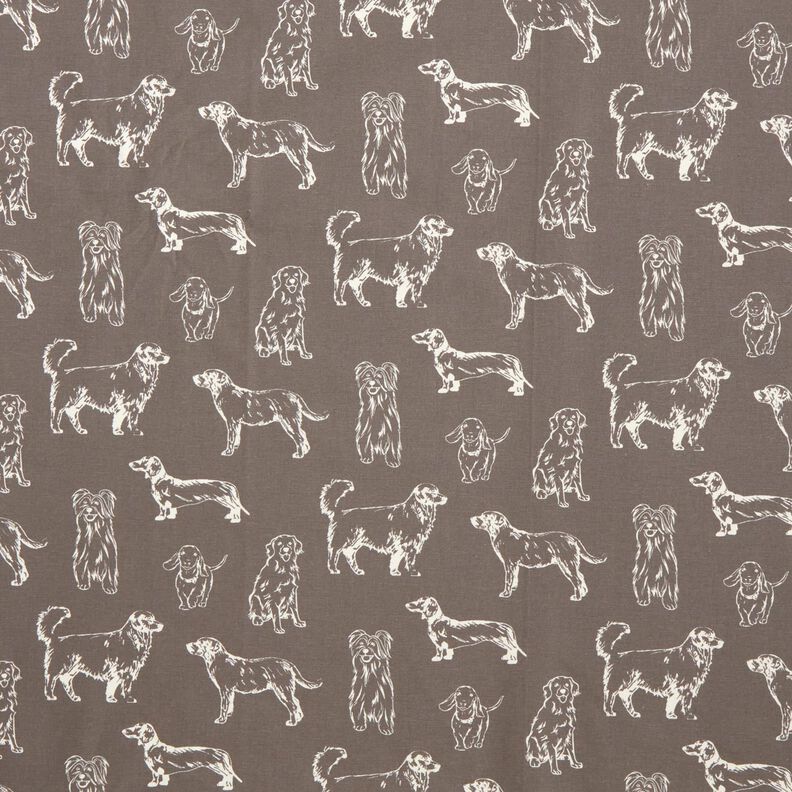 Dekostoff Canvas Hunde – dunkelgrau/creme, image number 1