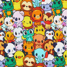 Alpenfleece süßes Tiergewusel Digitaldruck – zitronengelb, 