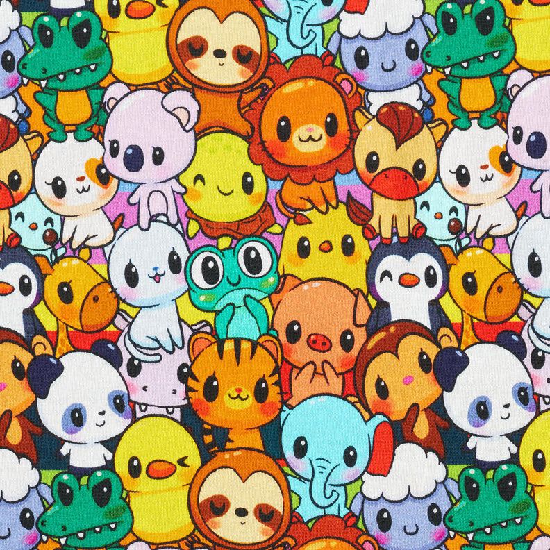 Alpenfleece süßes Tiergewusel Digitaldruck – zitronengelb,  image number 1