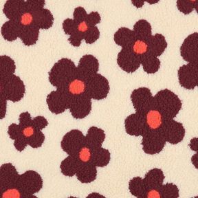 Teddyplüsch Blumen | Poppy Fabrics – cashew/bordeauxrot, 