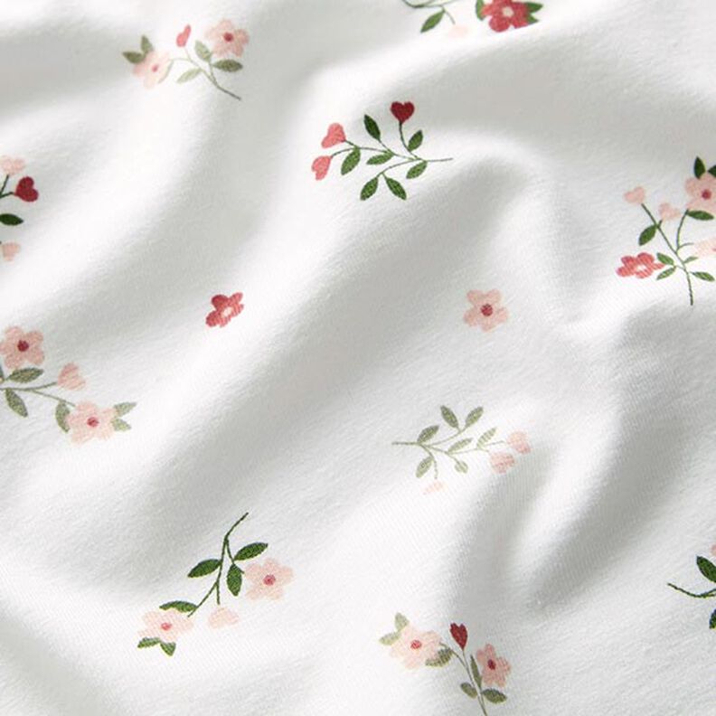 Baumwolljersey Blumen und Herzen – wollweiss | Reststück 60cm,  image number 2
