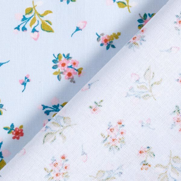 Baumwollpopeline süße Blümchen – babyblau
