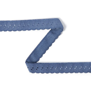 Elastisches Spitzen-Einfassband (Falzgummi) - blaugrau, 