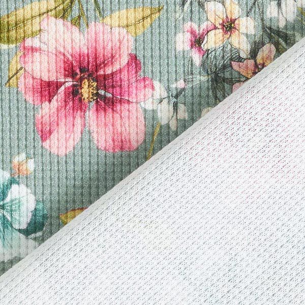 Pique Super Stretch tropische Blumen – schilf