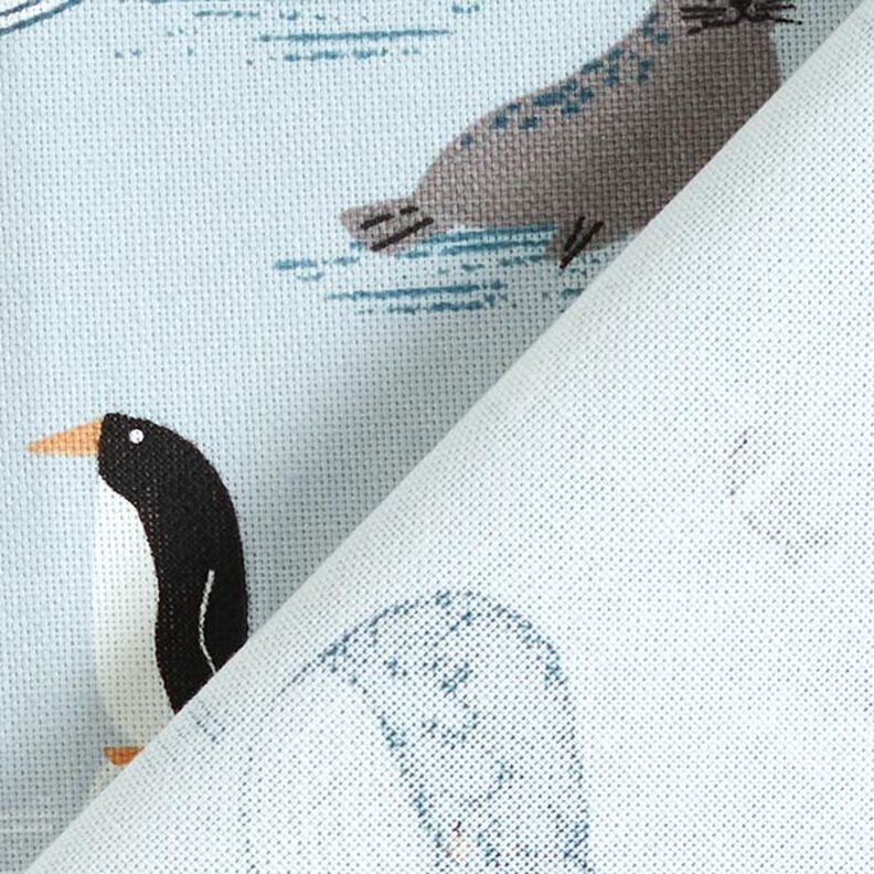 Dekostoff Halbpanama Tiere im Eis – babyblau/weiss,  image number 4
