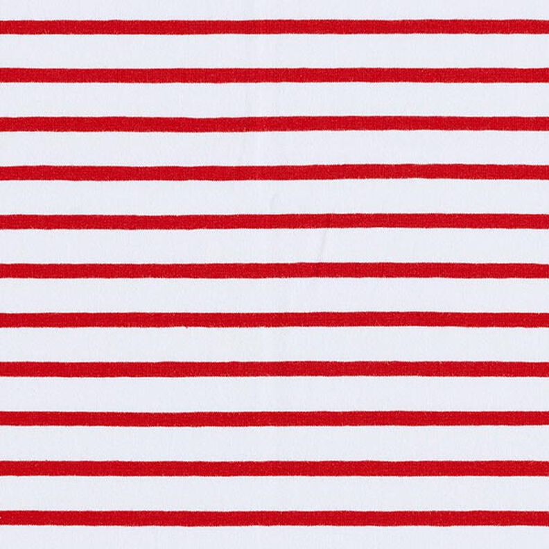 Baumwolljersey schmale & breite Streifen – weiss/rot,  image number 1