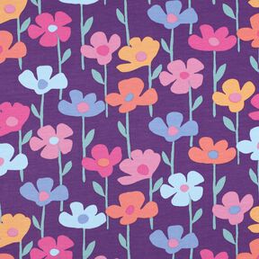 French Terry Sommersweat bunte Blumen | Poppy Fabrics – rotlila, 