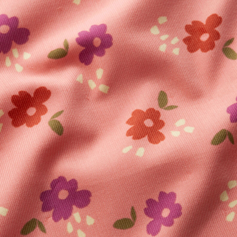 Babycord grosse Blumen – hummer/traube, image number 2