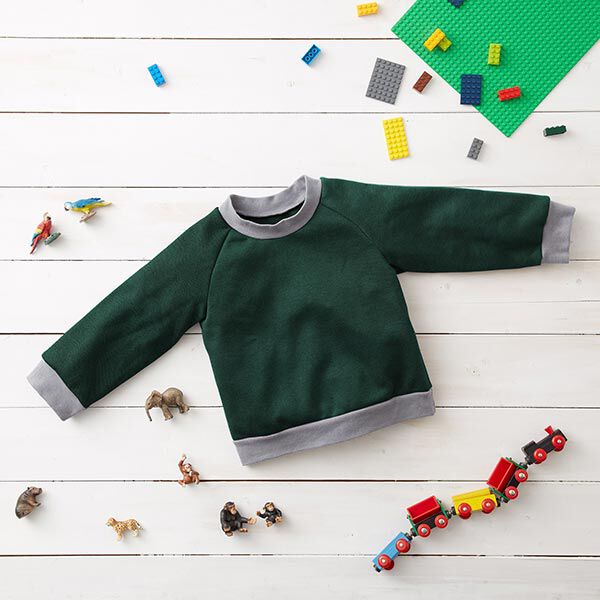 Alpenfleece Kuschelsweat Uni – dunkelgrün | Reststück 100cm