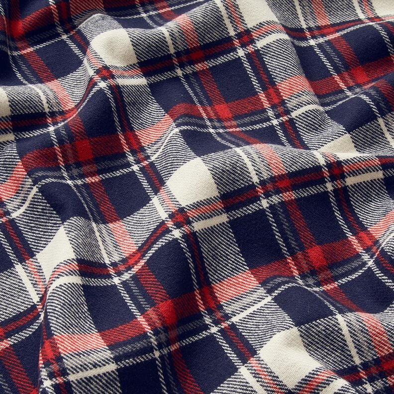 Baumwollflanell Karo – schwarzblau/karminrot, image number 2