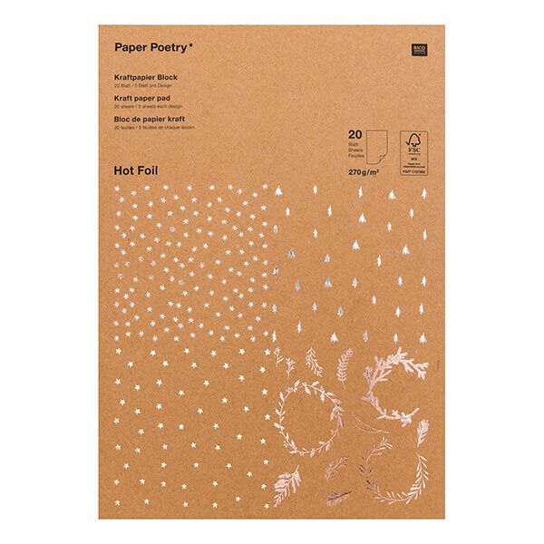 Kraftpapier Block Weihnachten [ A4 | 270 g/m² | 20 Blatt ] | Rico Design,  image number 1